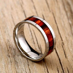 Titanium Stainless High Polished Red Woodiness Rings - MaviGadget