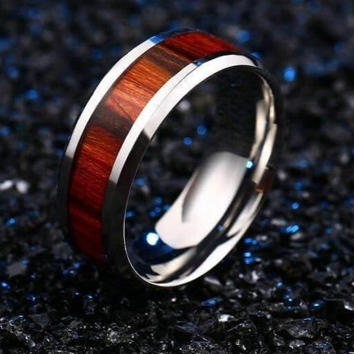 Titanium Stainless High Polished Red Woodiness Rings - Image 4