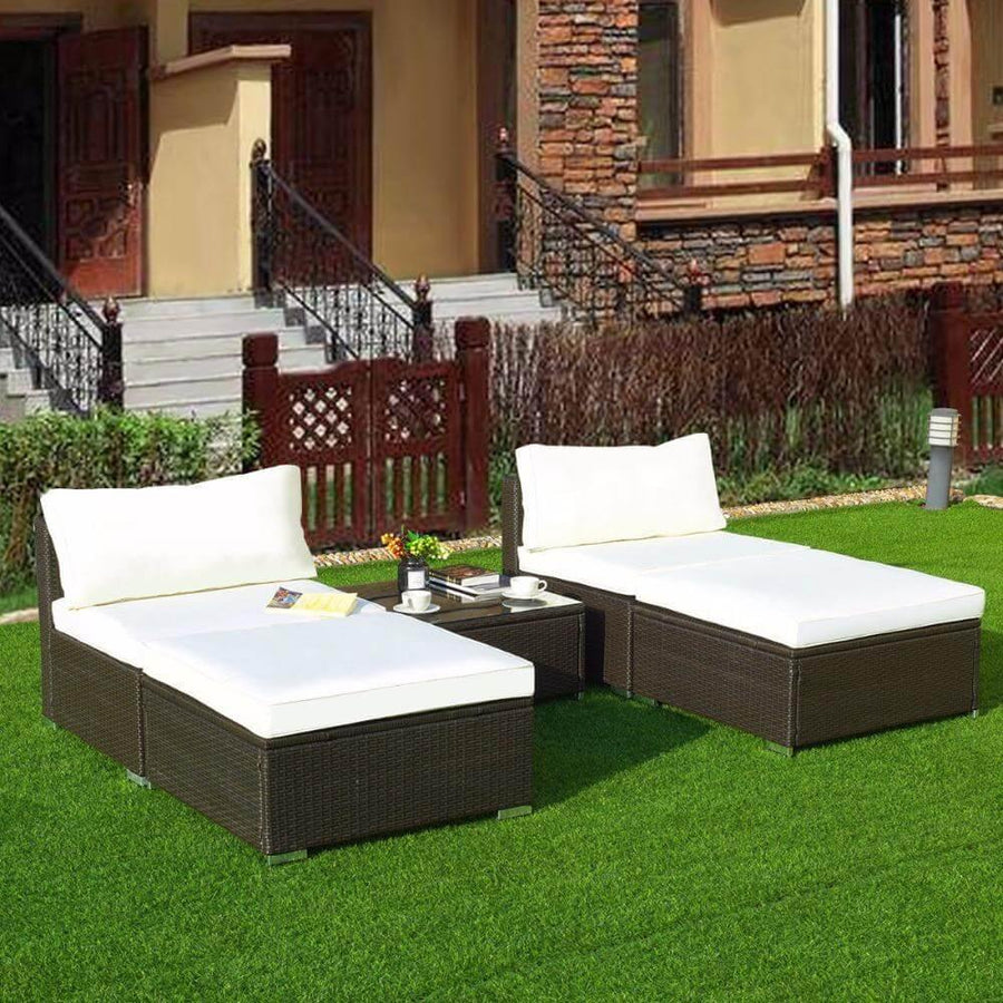 Modern 5 PC Patio Sectional Lounge Furniture - Image 0