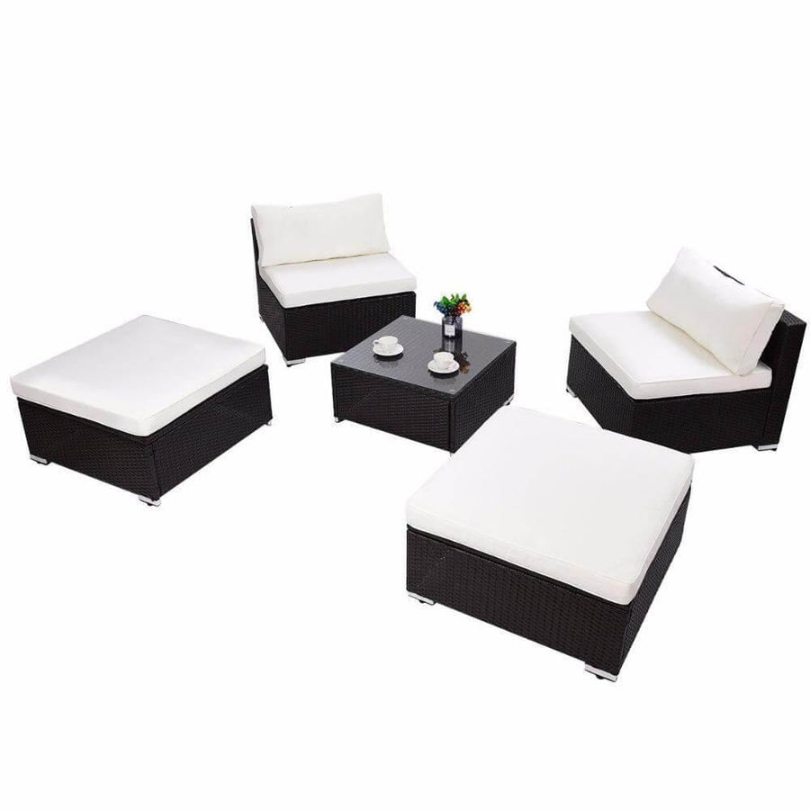 Modern 5 PC Patio Sectional Lounge Furniture - Image 6