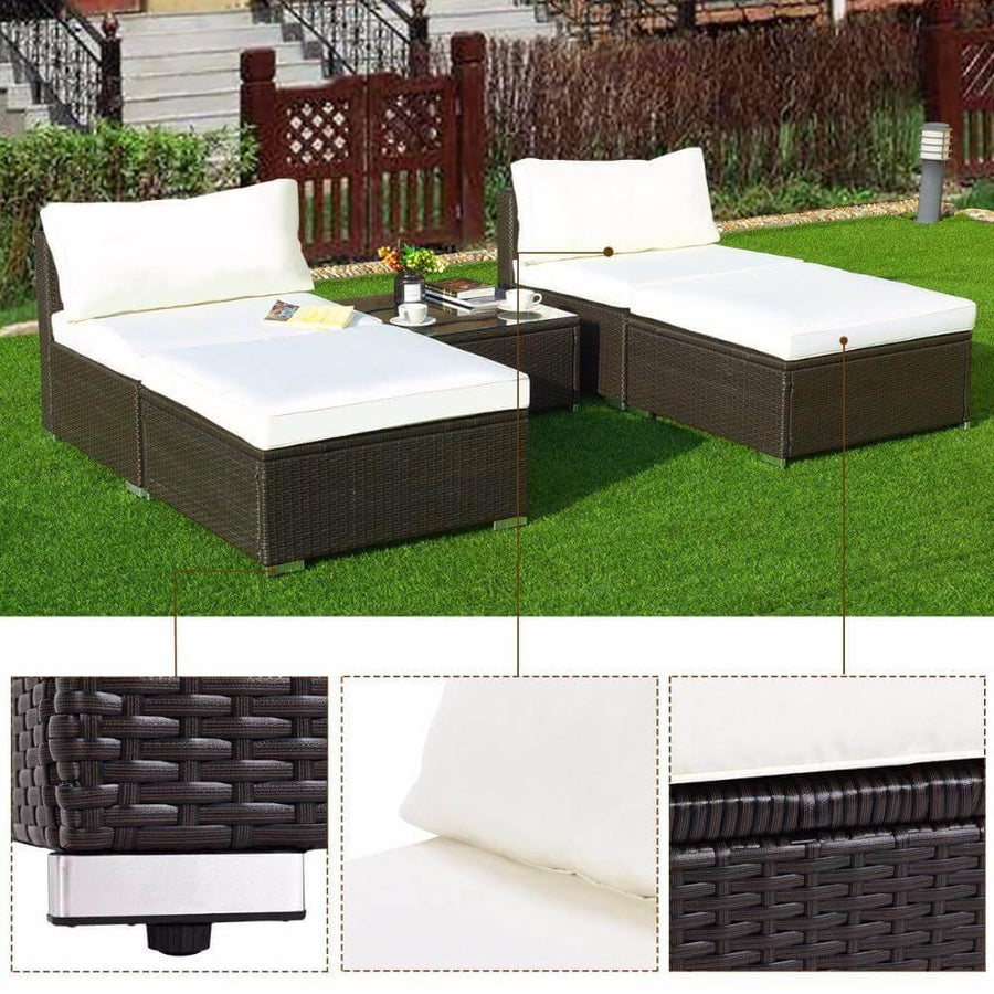 Modern 5 PC Patio Sectional Lounge Furniture - Image 5