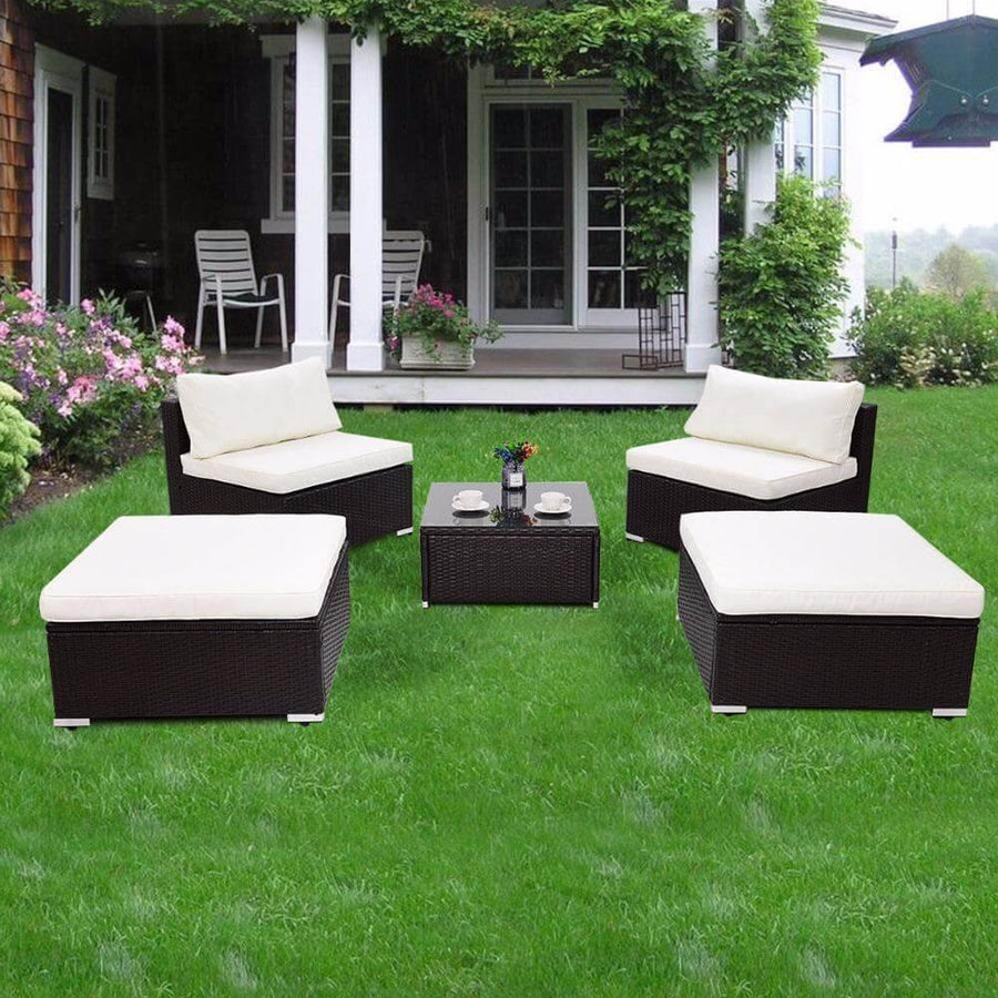 Modern 5 PC Patio Sectional Lounge Furniture - Image 3