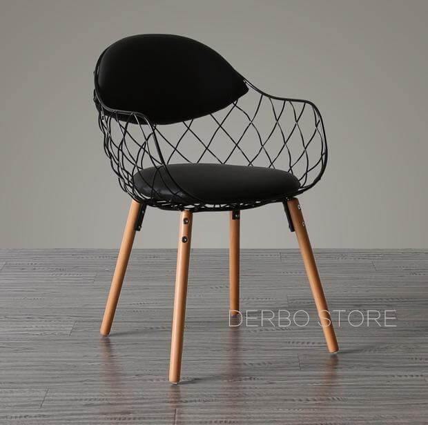 Modern Luxury Design Metal Steel Chair with Wooden legs - Image 0