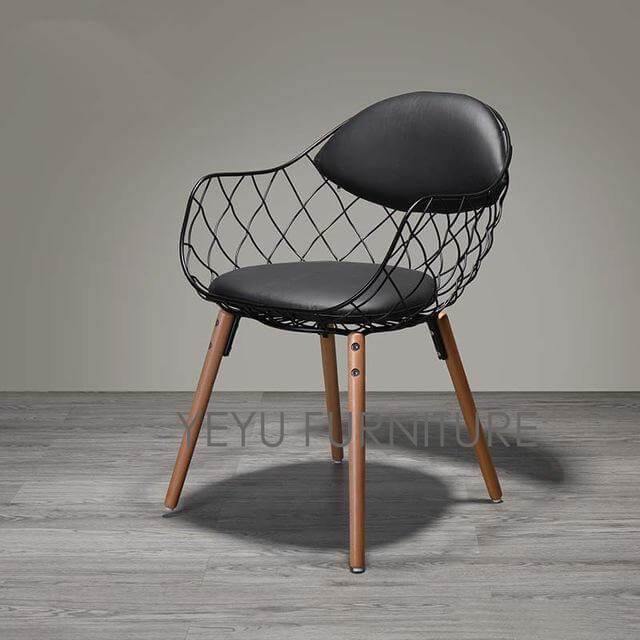 Modern Luxury Design Metal Steel Chair with Wooden legs