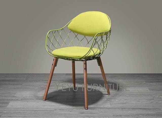 Modern Luxury Design Metal Steel Chair with Wooden legs