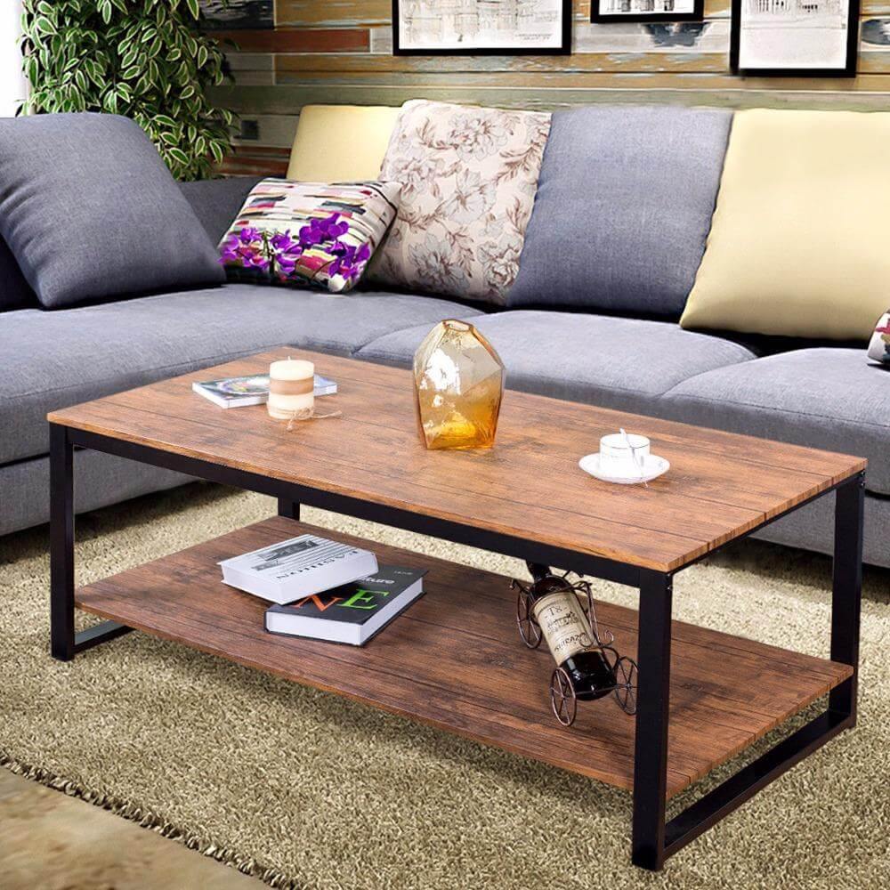 Modern Metal Frame Rectangle Coffee Table - MaviGadget