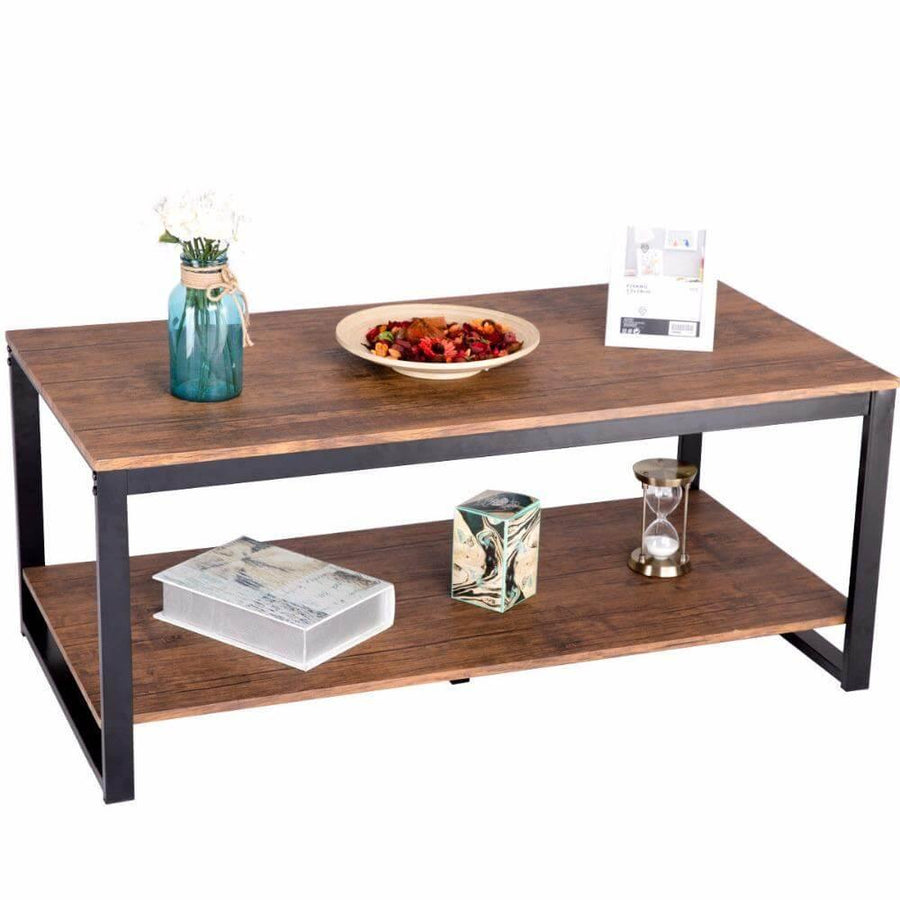 Modern Metal Frame Rectangle Coffee Table - Image 2