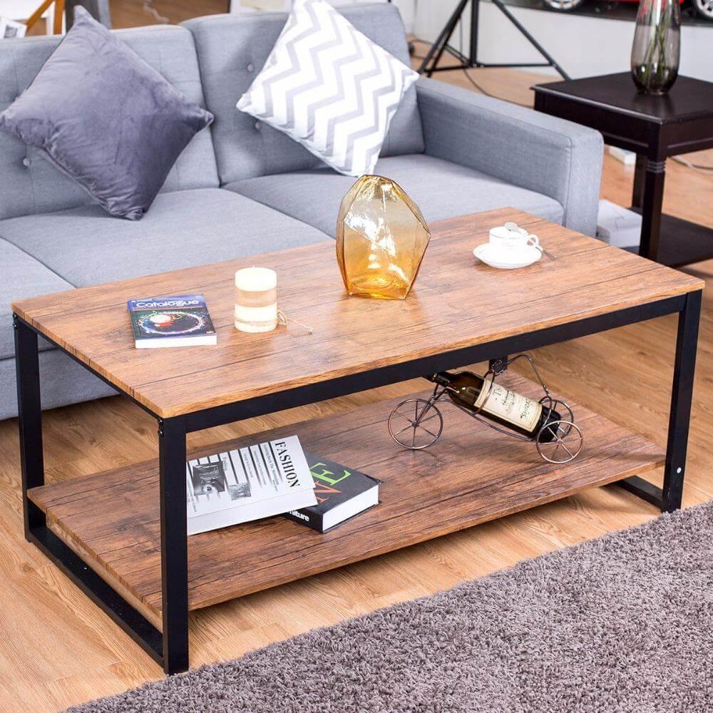 Modern Metal Frame Rectangle Coffee Table - MaviGadget