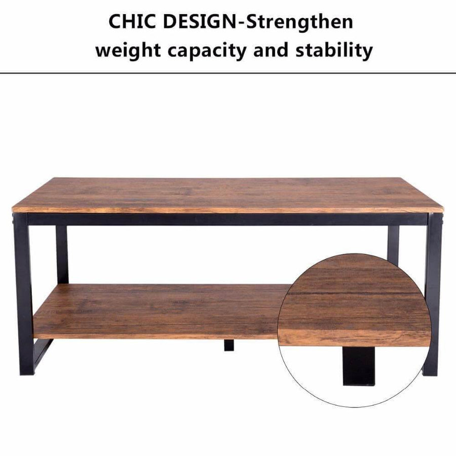 Modern Metal Frame Rectangle Coffee Table - Image 1