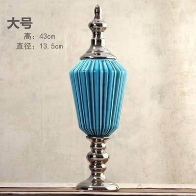 Vintage Blue Ceramic Creative General Candy Jars - Image 4