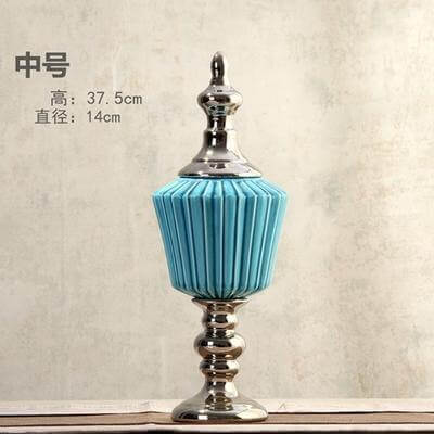 Vintage Blue Ceramic Creative General Candy Jars - Image 2