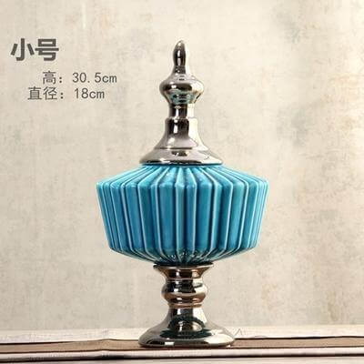 Vintage Blue Ceramic Creative General Candy Jars - Image 1