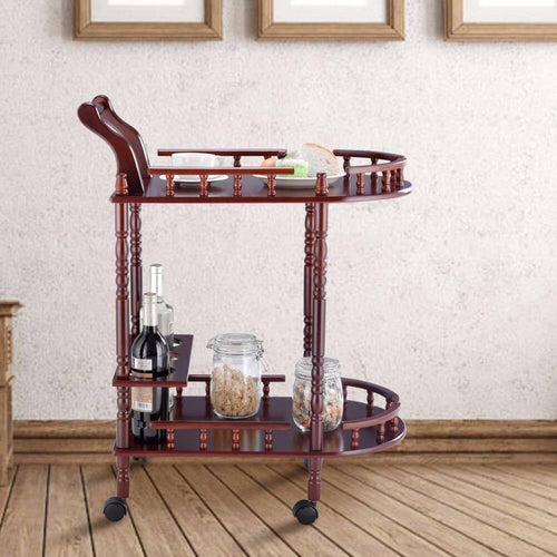 Wooden Kitchen Serving Bar Cart with  2 Tier - Image 0