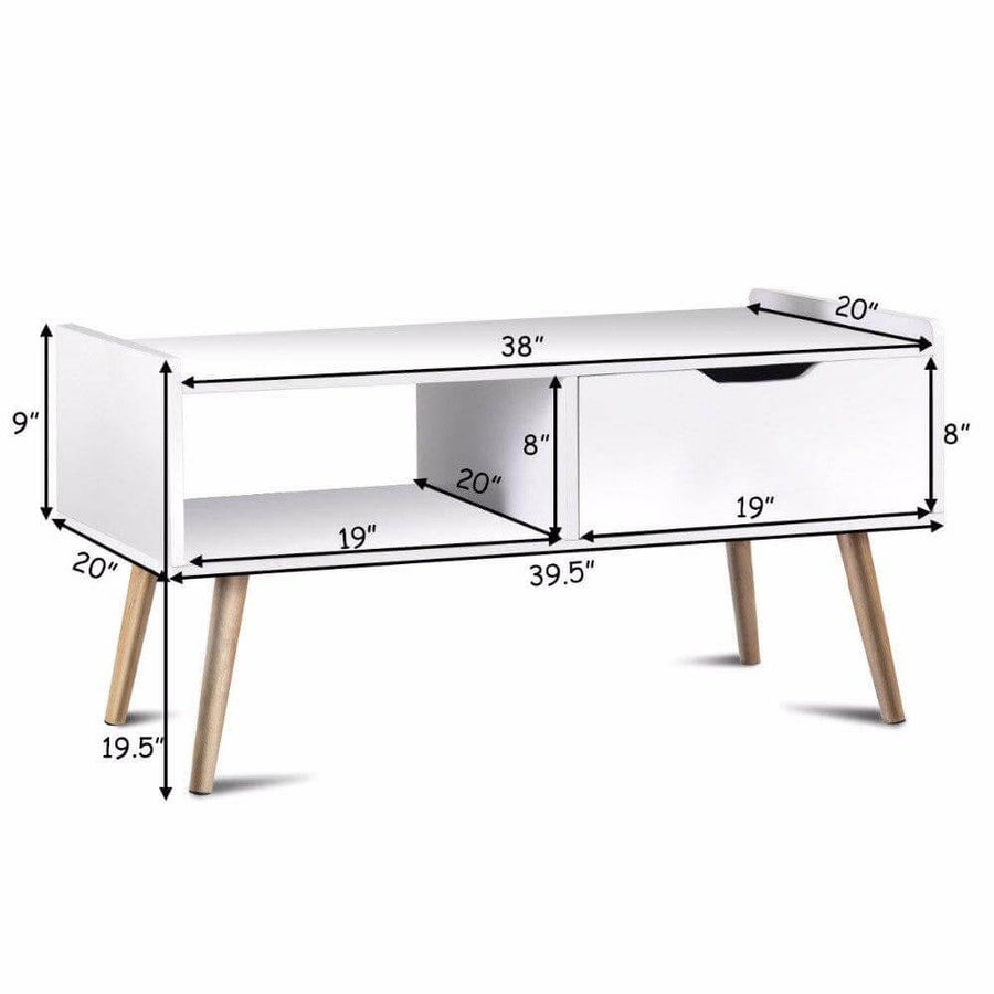 Modern White Solid Wood Coffee Table with Storage - Image 6