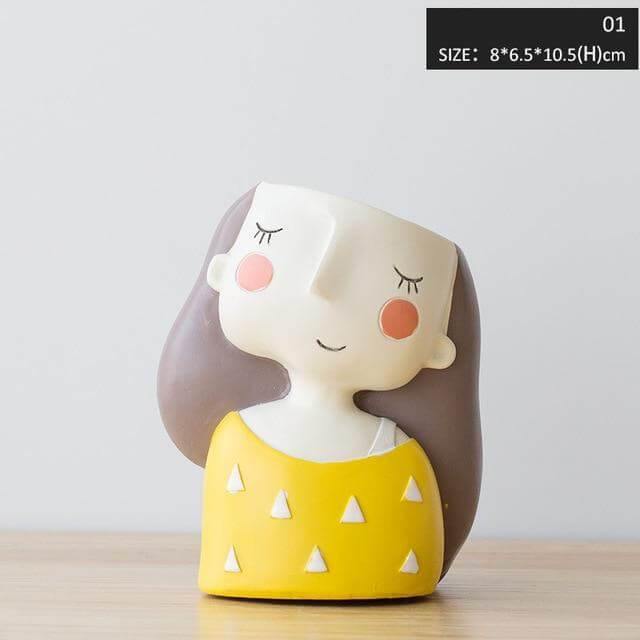 Cute Girl Flowerpot Home Decor Vase - Image 2