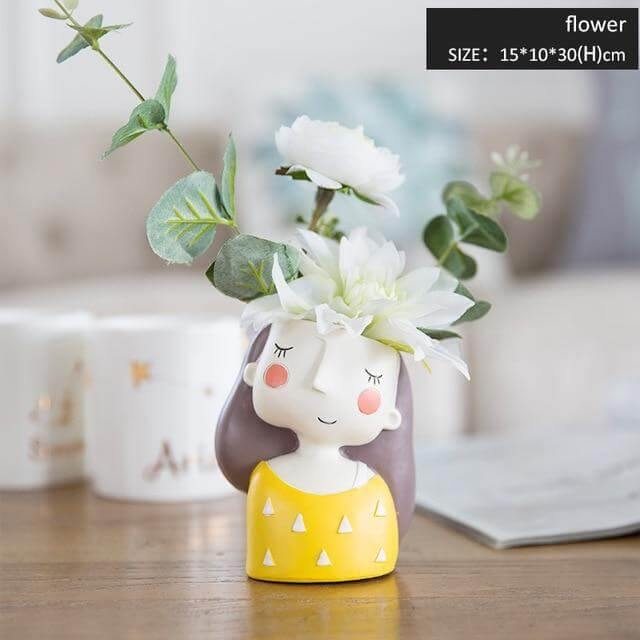 Cute Girl Flowerpot Home Decor Vase - Image 11