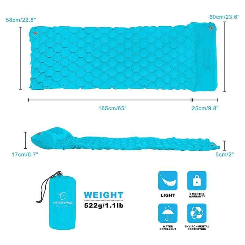 Inflatable Sleeping Camping Pad Mat With Pillow