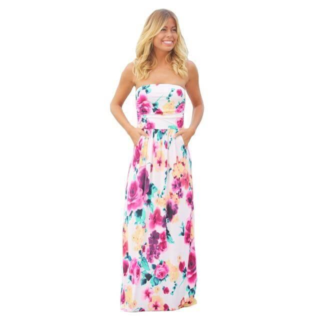 Women Bohemia Short Sleeve O Neck Floral Summer Dress - Image 3