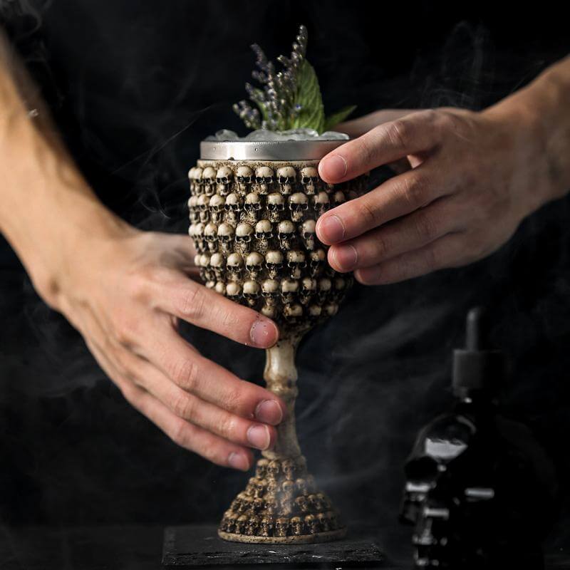 Stainless Steel Skull Gothic Goblet Cocktail Glass - Image 21