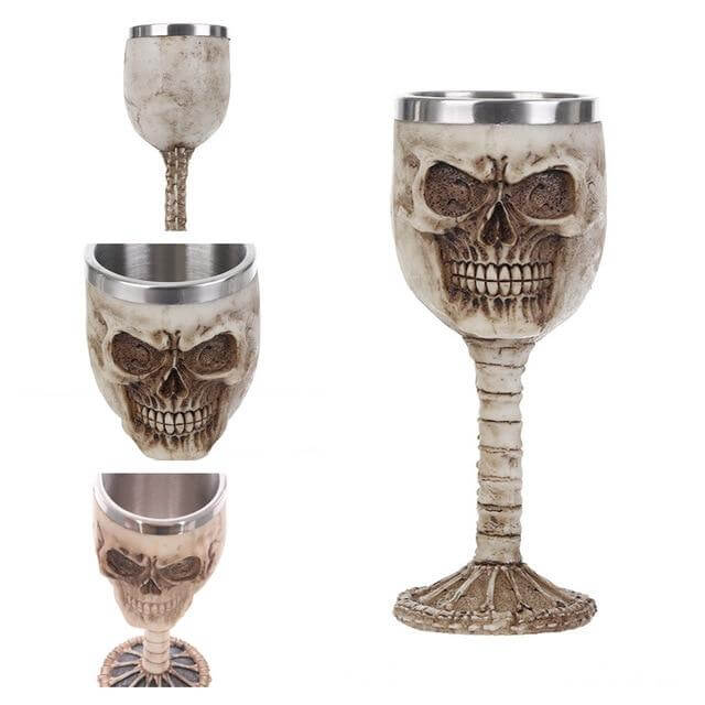 Stainless Steel Skull Gothic Goblet Cocktail Glass