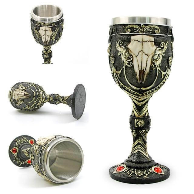 Stainless Steel Skull Gothic Goblet Cocktail Glass