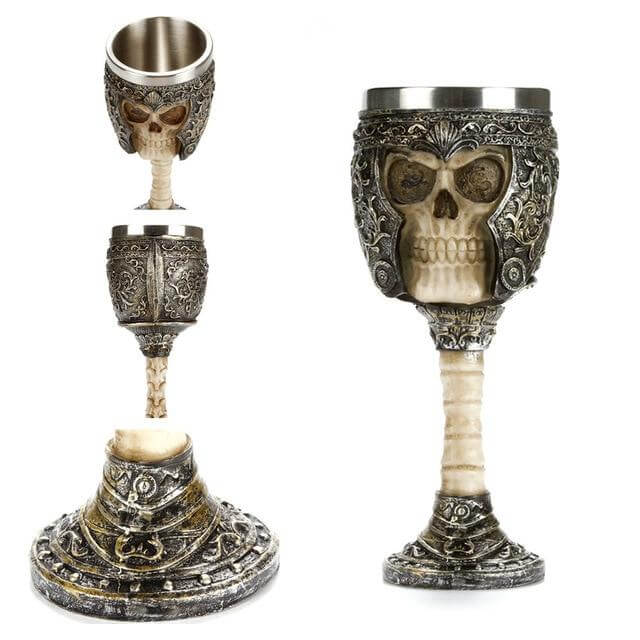 Stainless Steel Skull Gothic Goblet Cocktail Glass