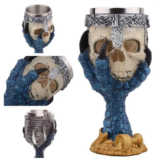 Stainless Steel Skull Gothic Goblet Cocktail Glass - Image 8