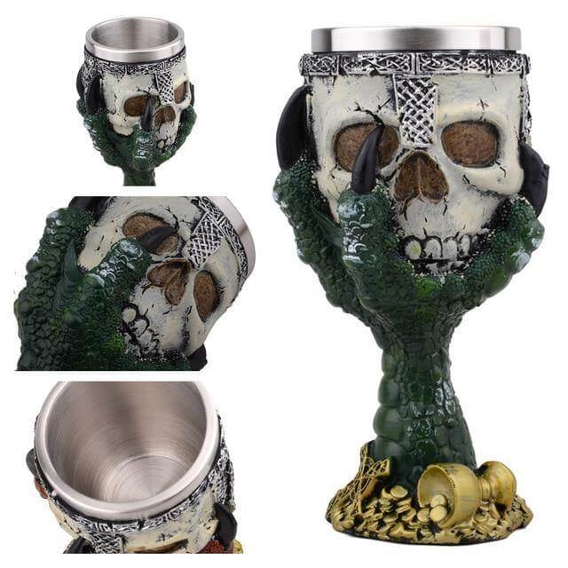 Stainless Steel Skull Gothic Goblet Cocktail Glass