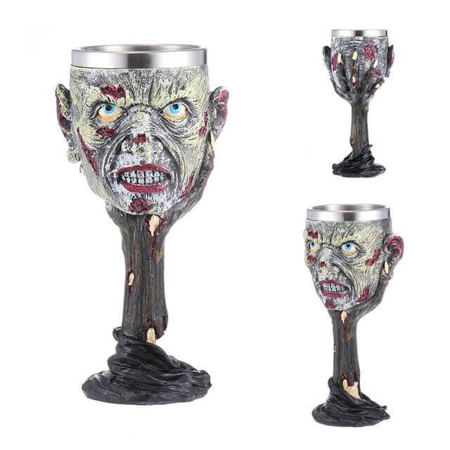 Stainless Steel Skull Gothic Goblet Cocktail Glass - Image 15