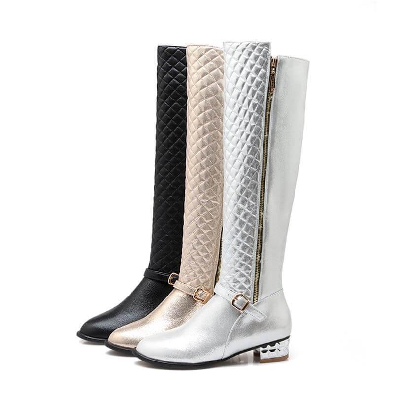 Square Heels Fur  High Boots for Women - Image 11