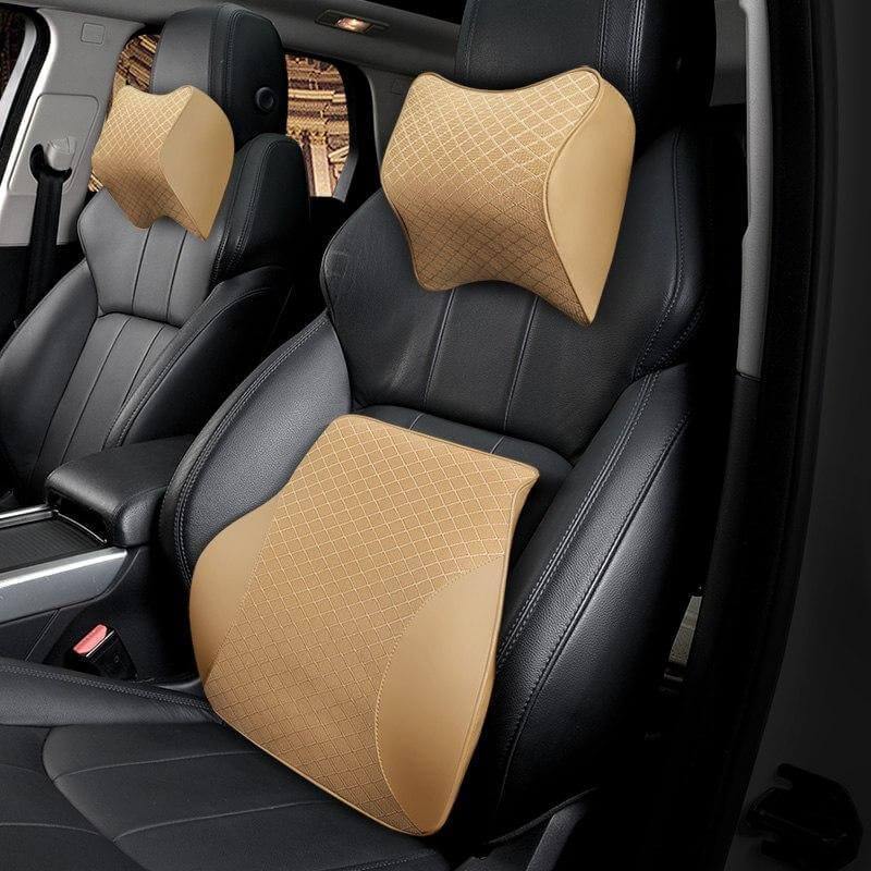 Car Cushion Memory Foam Leather Neck and Back Pillow - Image 4