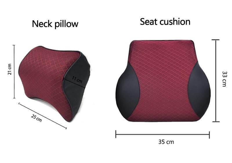 Car Cushion Memory Foam Leather Neck and Back Pillow - MaviGadget