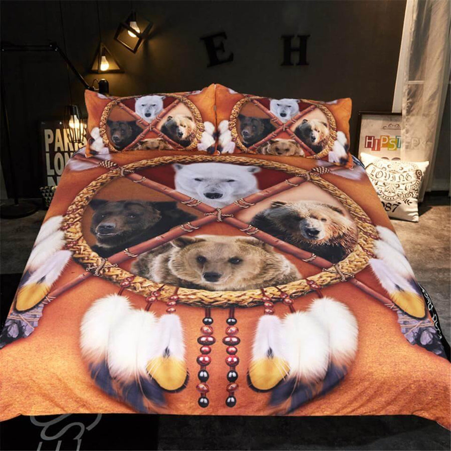 3PCS 3D Wild Animal Native American Dreamcatcher Comfortable Duvet Cover Bedding set - Image 0