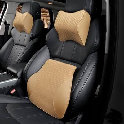 Car Cushion Memory Foam Leather Neck and Back Pillow - Image 2