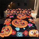 Halloween Pumpkin Flowers Duvet Cover Bedding Set - MaviGadget