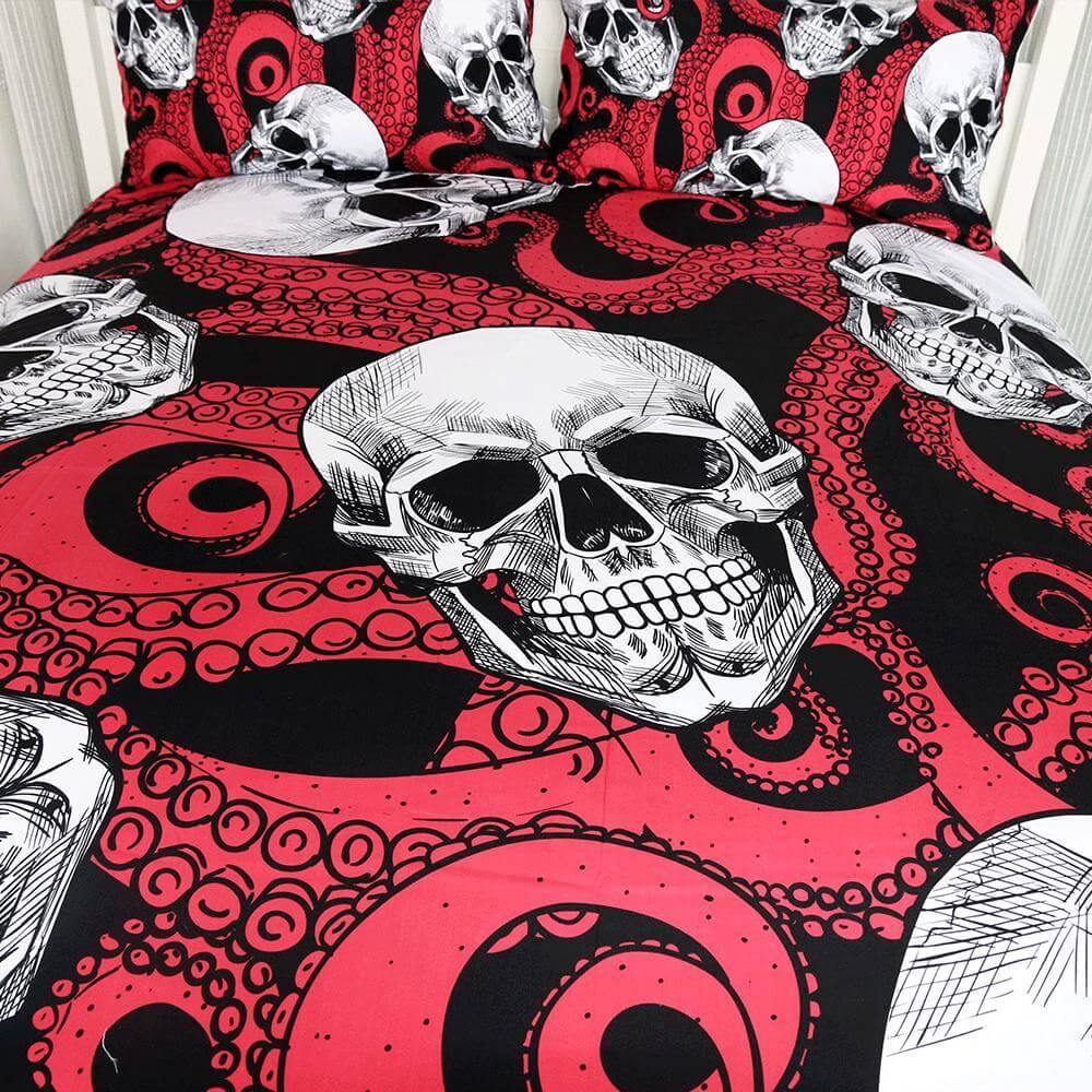 3pcs Skulls and Octopus Tentacles Hand Duvet Cover Bedding Set - Image 3