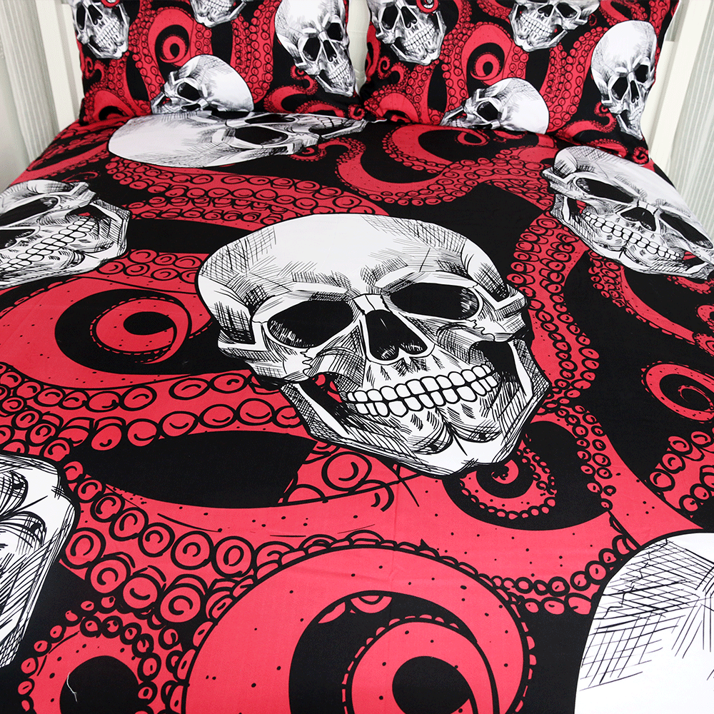 3pcs Skulls and Octopus Tentacles Hand Duvet Cover Bedding Set - Image 2
