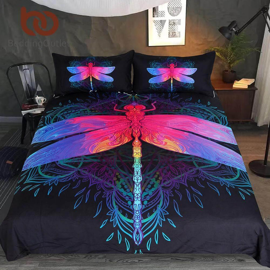 3pcs Fascinating Dragonfly Mandala Comfortable Duvet Cover Bedding set Mavigadget - Image 0