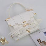 Angel Wing Lock Genuine Leather Women Bag