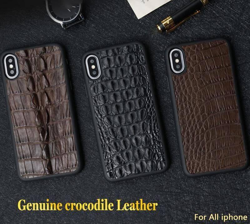 Real Handmade Crocodile Tail Back Abdomen Leather IPhone Case - Image 0