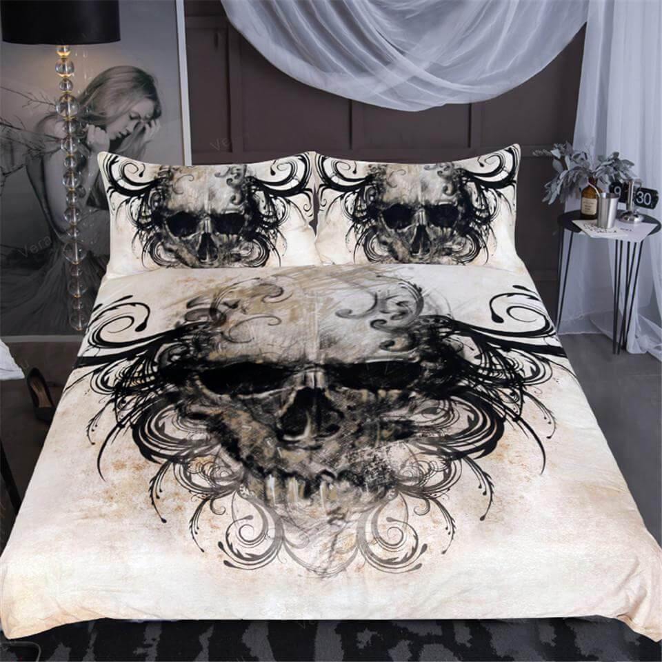 3pcs Gothic Skull Vintage Cool Comfortable Duvet Cover Bedding set Mavigadget