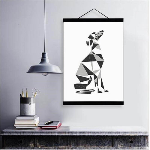 Nordic Style Canvas Cat Abstract Painting Poster Decor - Image 0
