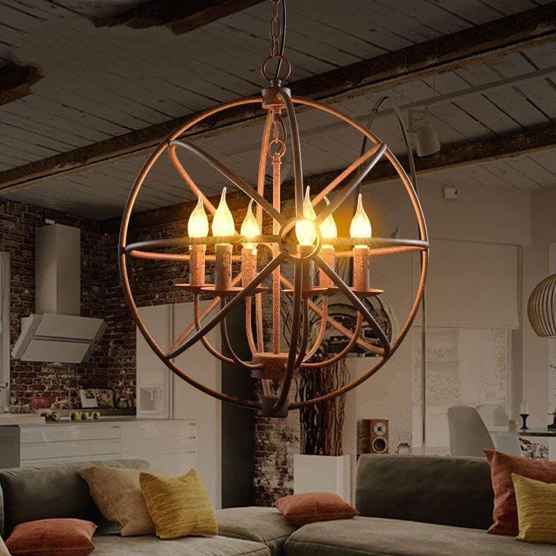 Loft Circular Globe Ball Iron Bird Cage Hanging Light Lamps - Image 1