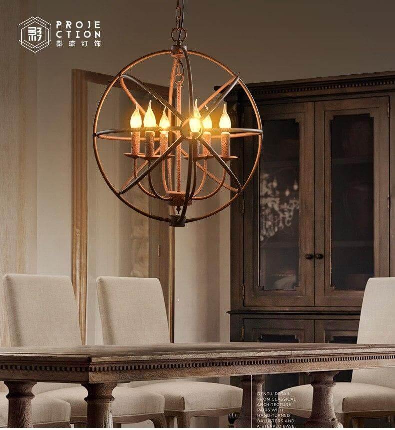 Loft Circular Globe Ball Iron Bird Cage Hanging Light Lamps - Image 6