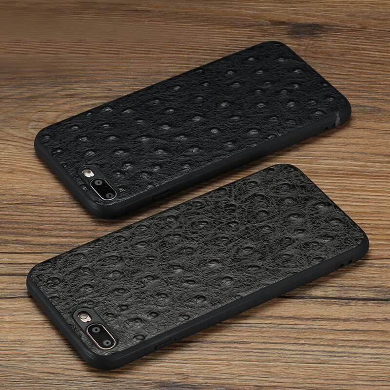 Genuine Leather Ostrich Skin Texture Iphone Cases - Image 2
