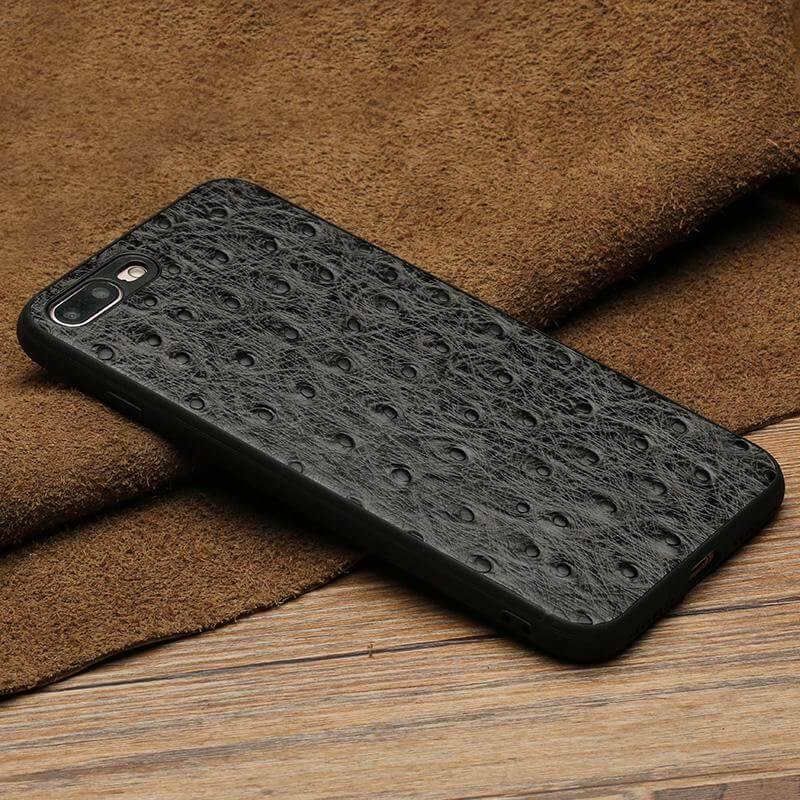 Genuine Leather Ostrich Skin Texture Iphone Cases - Image 5