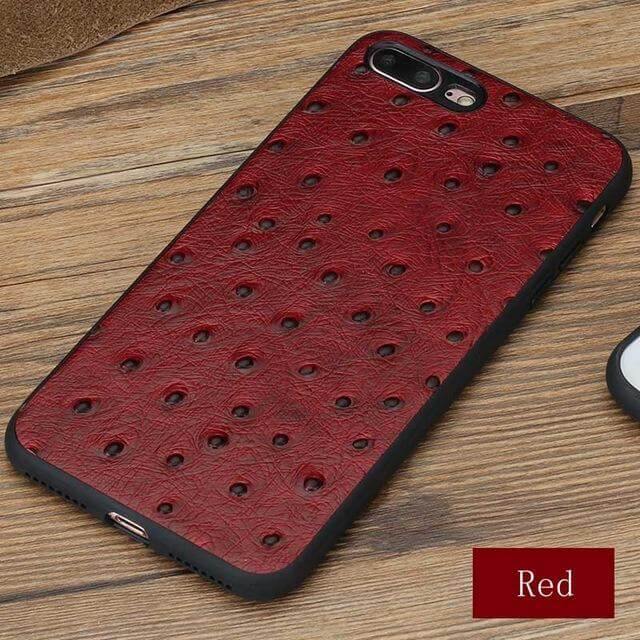 Genuine Leather Ostrich Skin Texture Iphone Cases - Image 3