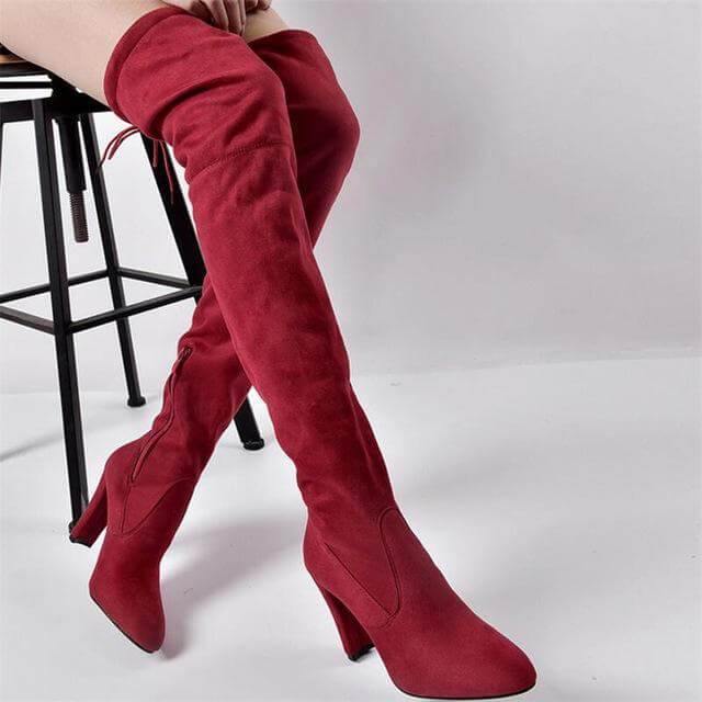 Thick Elastic Boots with Side Zipper - Image 0