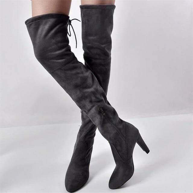 Thick Elastic Boots with Side Zipper - Image 3