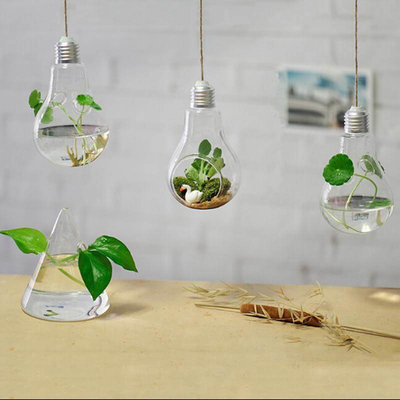 Hanging lamp glass vase